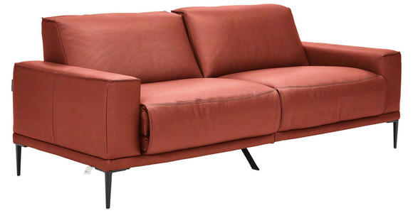2,5-SITZER in Leder Rot - Rot/Schwarz, Design, Leder/Metall (200/102/92cm) - Johann Jakob