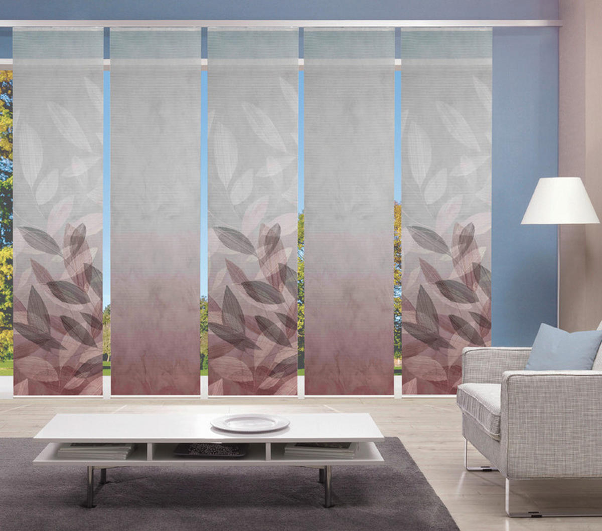 FLÄCHENVORHANG  5 Stück  halbtransparent   60/245 cm  - Bordeaux, Natur, Textil (60/245cm) - Novel