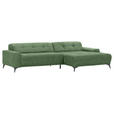 ECKSOFA in Cord Olivgrün  295/165 cm  - Schwarz/Olivgrün, KONVENTIONELL, Textil/Metall (295/165cm) - Carryhome