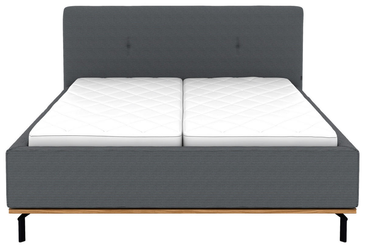POLSTERBETT Matratze, Lattenrost, Bettkasten 180/200 cm  in Grau  - Graphitfarben/Weiß, Design, Holz/Textil (180/200cm) - Musterring