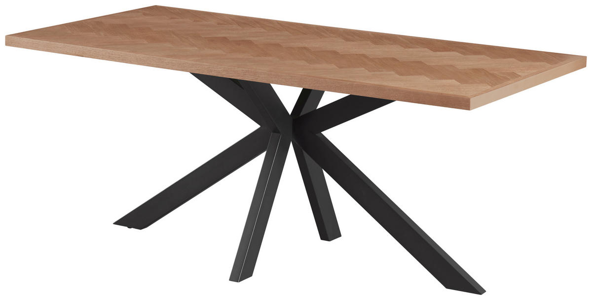 ESSTISCH Eiche furniert rechteckig Eichefarben  - Eichefarben/Schwarz, MODERN, Holz/Holzwerkstoff (180/90/76cm) - MID.YOU