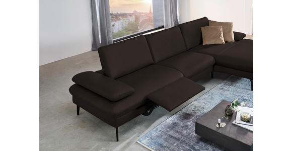 ECKSOFA in Echtleder Dunkelbraun  - Dunkelbraun/Schwarz, Design, Leder/Metall (325/157cm) - Dieter Knoll