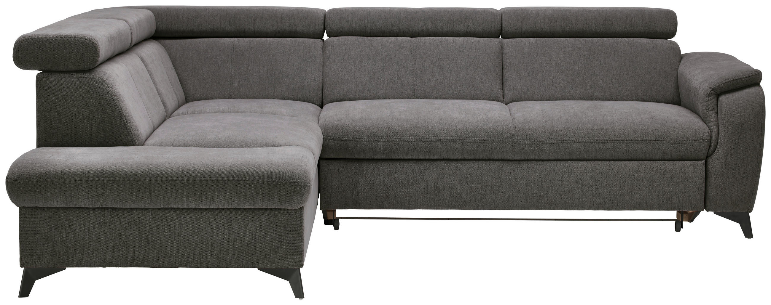 Ecksofa inkl. Funktionen Anthrazit Chenille  - Anthrazit/Schwarz, Design, Textil/Metall (203/260cm) - Stylife