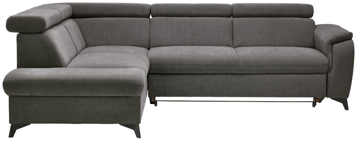 Ecksofa inkl. Funktionen in Chenille Anthrazit  - Anthrazit/Schwarz, Design, Textil/Metall (203/260cm) - Stylife