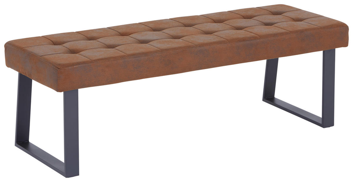 SITZBANK 140/49/48 cm Webstoff Braun  - Schwarz/Braun, MODERN, Textil/Metall (140/49/48cm) - MID.YOU