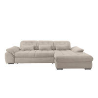 ECKSOFA Beige Cord Nierenkissen, Bettkasten, Schlaffunktion, Kopfteilverstellung, Sitztiefenverstellung, Liegefläche im Originalstoff  - Beige/Schwarz, MODERN, Textil/Metall (314/184cm) - P & B
