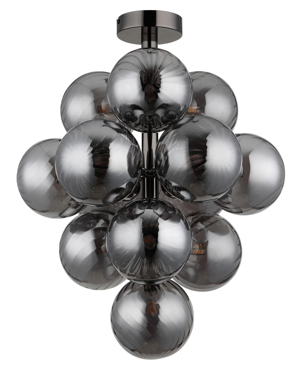DECKENLEUCHTE  39,5/50 cm    - Schwarzchrom/Grau, Design, Glas/Metall (39,5/50cm) - Globo