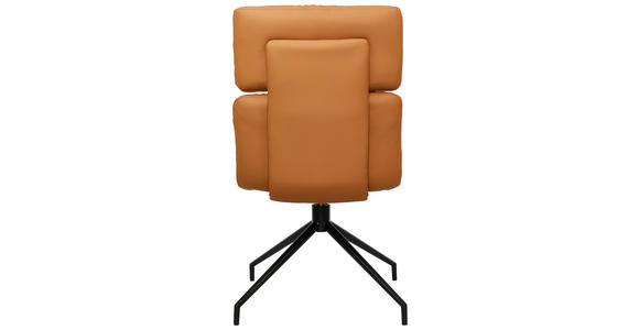 STUHL Echtleder Schwarz, Cognac  - Cognac/Schwarz, Design, Leder/Metall (50/92/64,5cm) - Dieter Knoll