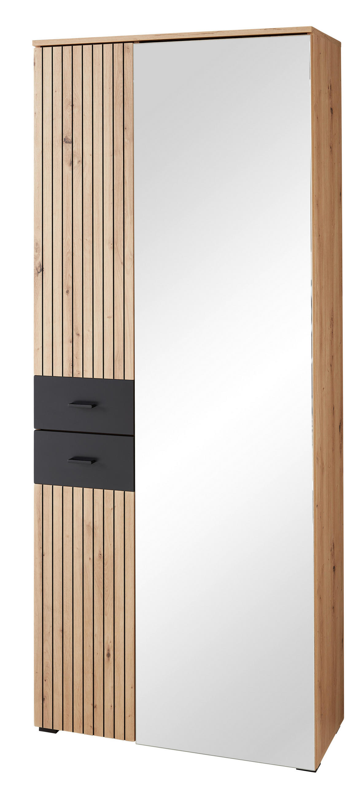 PŘEDSÍŇOVÁ STĚNA, černá, dub artisan, 210/202/38 cm - černá/dub artisan, Design, kompozitní dřevo/textil (210/202/38cm) - Voleo