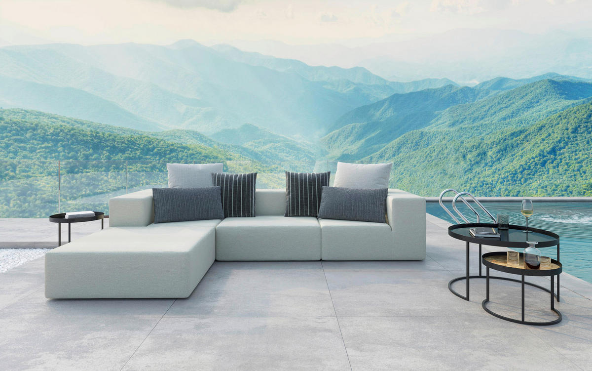 LOUNGESOFA  - Beige/Multicolor, Design, Textil (220/330cm) - Livetastic