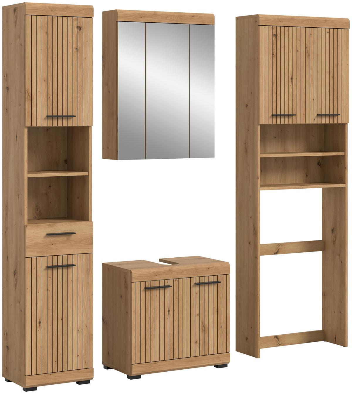 BADRUM 160 cm  - svart/ek Artisan, Trend, trämaterial/glas (160cm) - MID.YOU