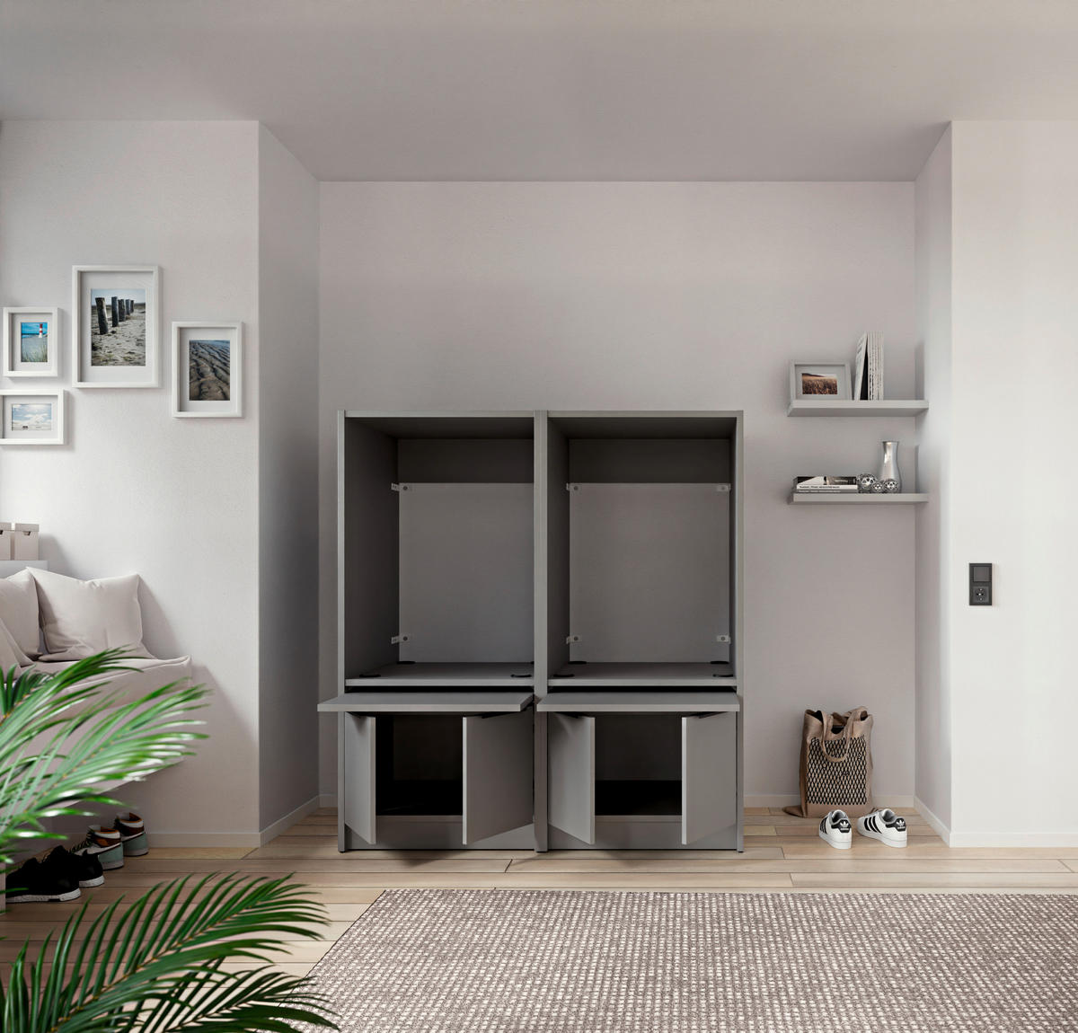 WASCHMASCHINENSCHRANK 70/150/68 cm  in Grau  - Schwarz/Grau, Basics, Holzwerkstoff/Kunststoff (70/150/68cm) - MID.YOU