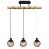 HÄNGELEUCHTE  - Klar/Schwarz, Natur, Glas/Holz (78/15/120cm) - Globo