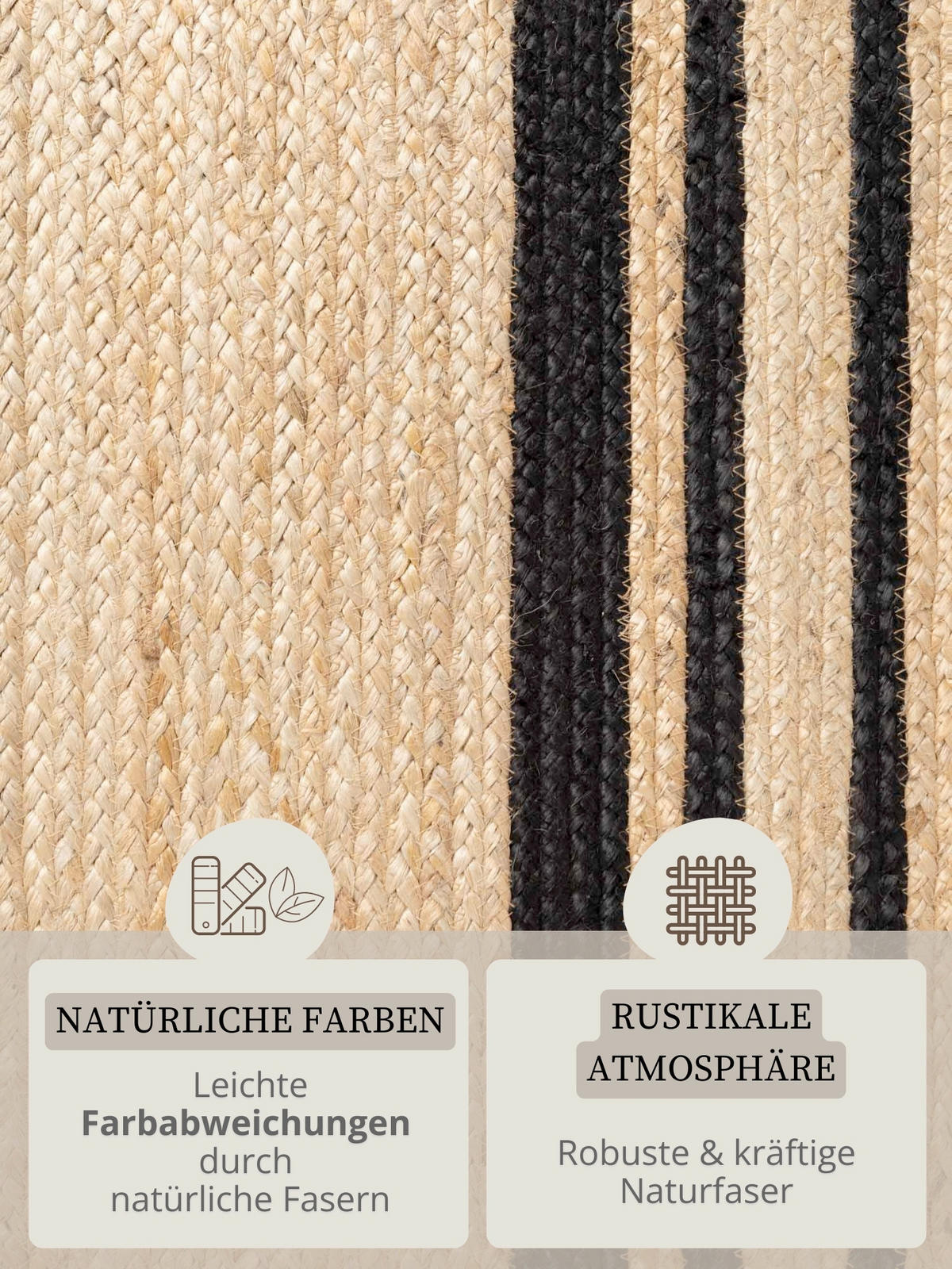 JUTETEPPICH 80/150 cm Jutta Schwarz, Goldbraun  - Goldbraun/Schwarz, Basics, Textil (80/150cm) - Hanse Home