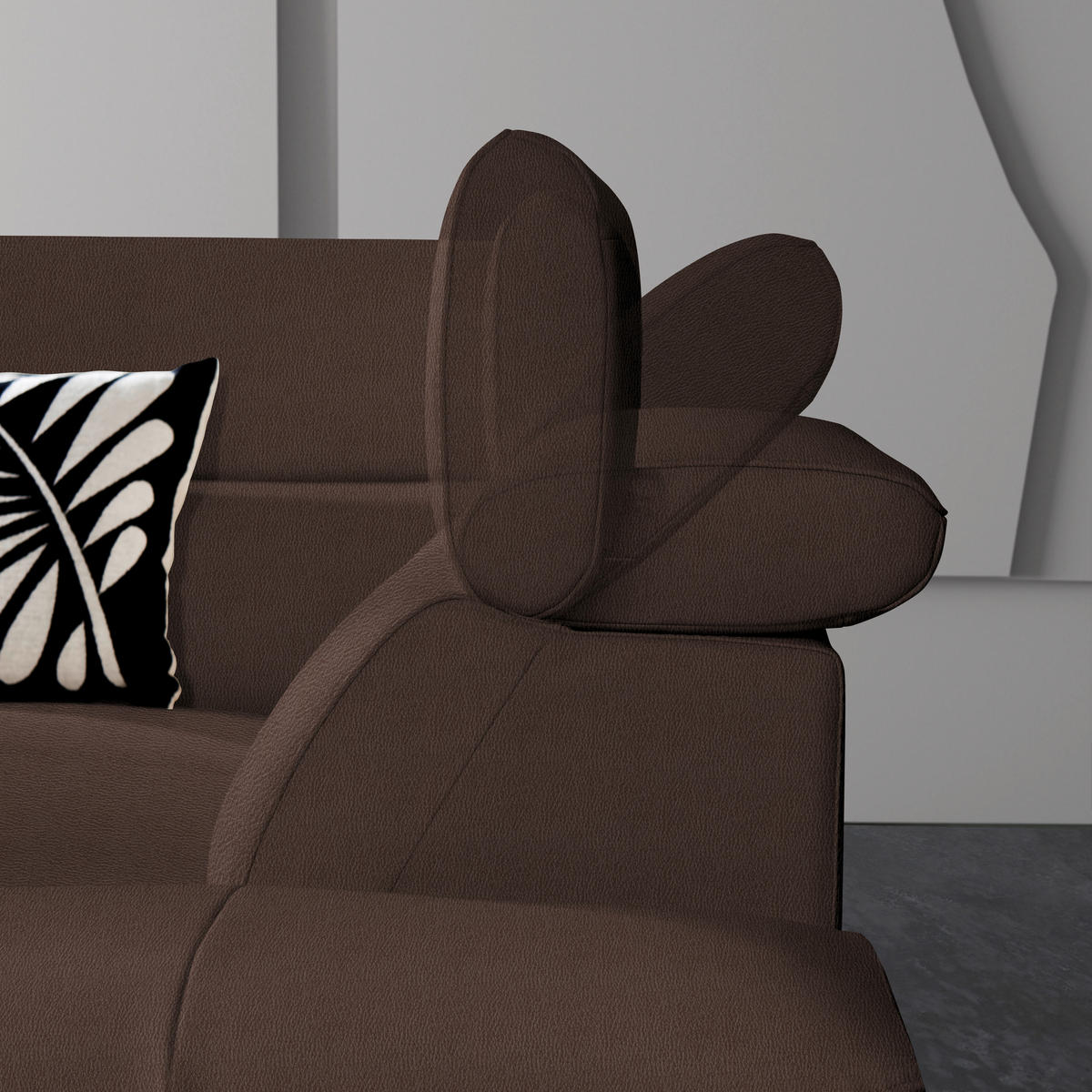 ECKSOFA in Echtleder Braun  - Schwarz/Braun, Design, Leder/Metall (225/281cm) - Celina Home