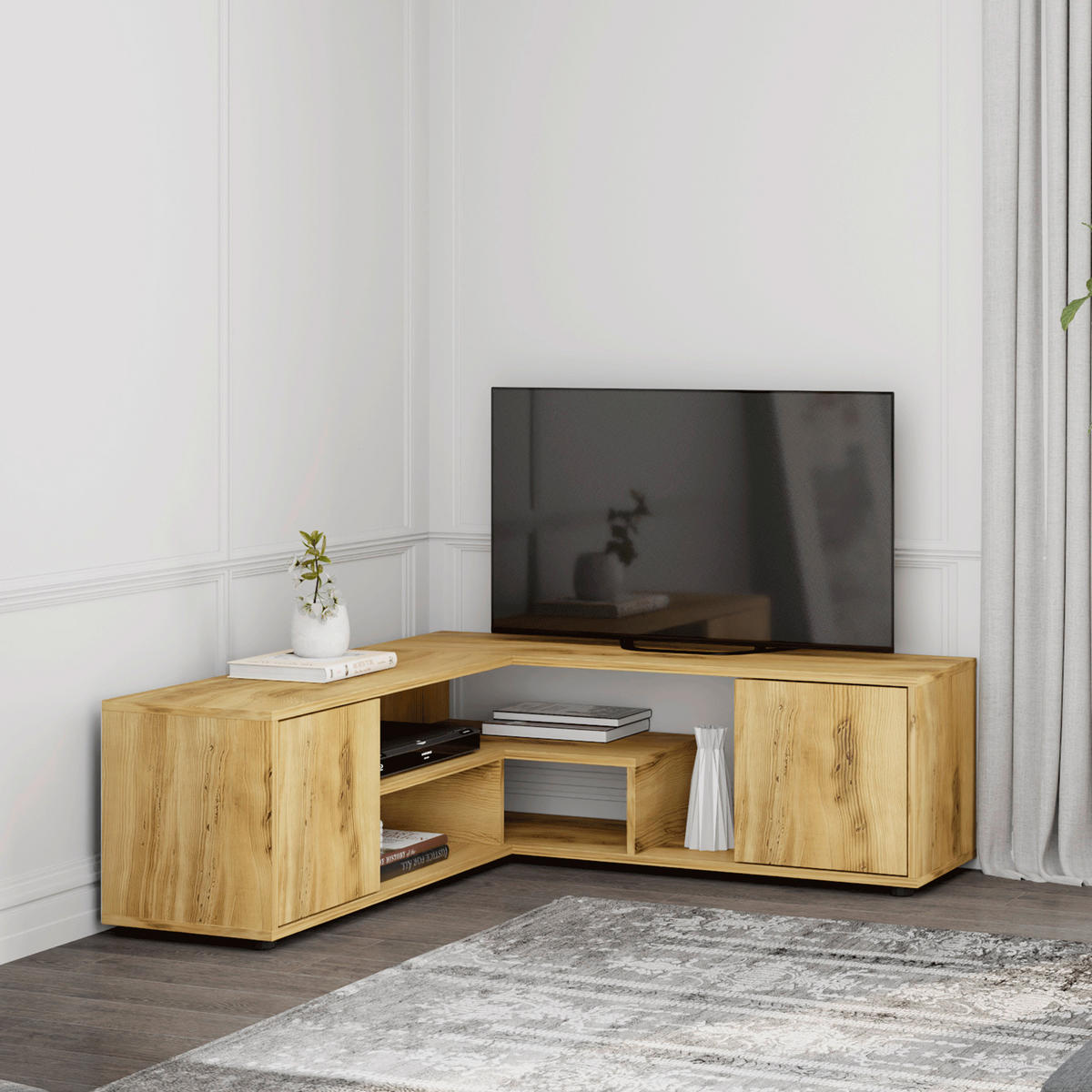 LOWBOARD Rosa TV-Ständer  in 125/40/120 cm  - Nussbaumfarben, Design, Holzwerkstoff/Metall (125/40/120cm) - Livetastic