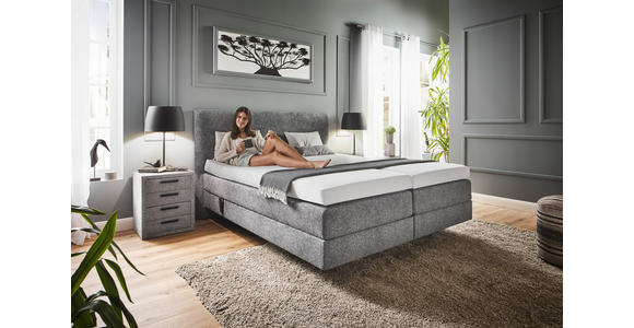 BOXSPRINGBETT 180/200 cm  in Grau  - Grau, KONVENTIONELL, Holz/Textil (180/200cm) - Dieter Knoll