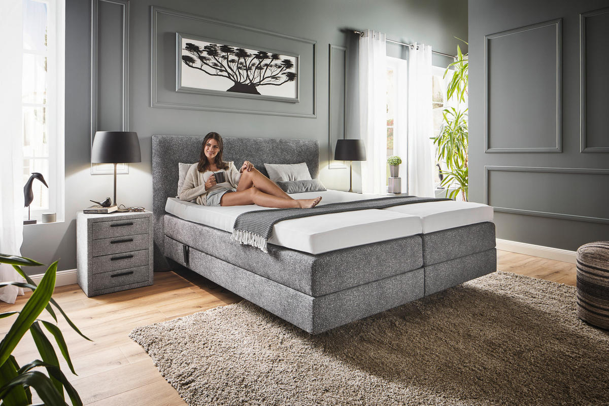 BOXSPRINGBETT 180/200 cm  in Grau  - Grau, Konventionell, Holz/Textil (180/200cm) - Dieter Knoll