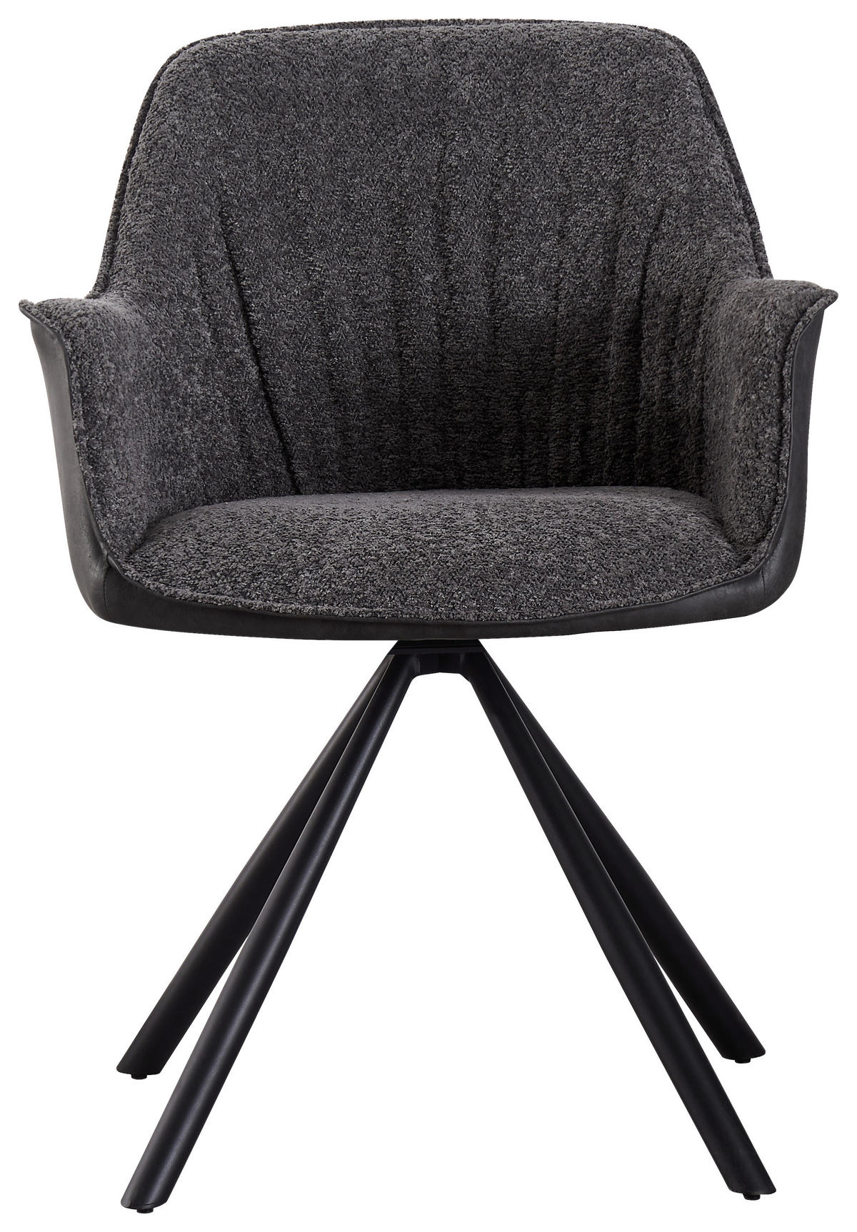 ARMLEHNSTUHL  in Eisen Lederlook, Bouclé  - Schwarz/Grau, MODERN, Holz/Textil (62/82/62cm) - MID.YOU