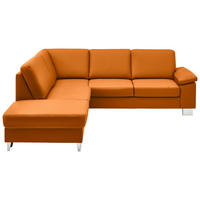 ECKSOFA  in Echtleder Orange  235/248 cm  - Alufarben/Orange, Design, Leder/Metall (235/248cm) - Beldomo Premium