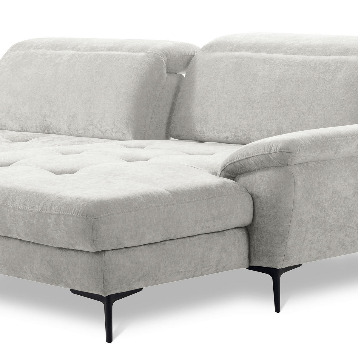 ECKSOFA  Webstoff Grau  - Schwarz/Grau, Design, Textil/Metall (268/195cm) - Livetastic