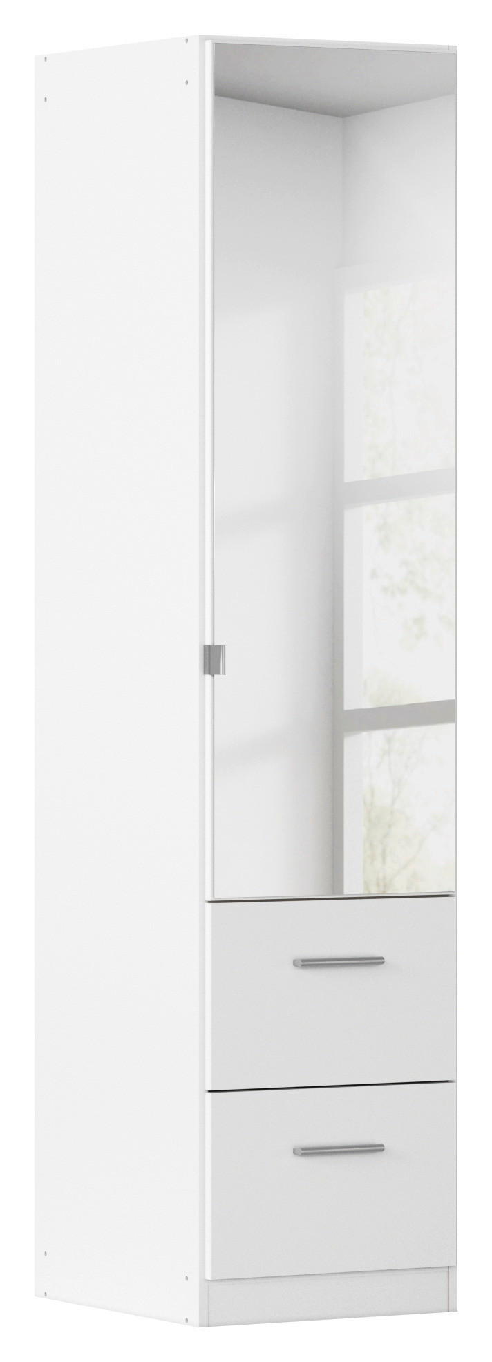 DREHTÜRENSCHRANK 47/197/54 cm,  in Weiß, 1 Tür(en)  - Alufarben/Weiß, KONVENTIONELL, Glas/Holzwerkstoff (47/197/54cm) - home24