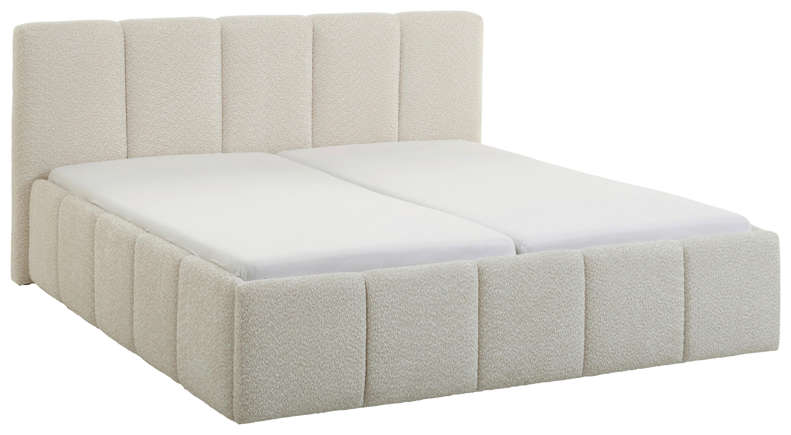 POLSTERBETT 180/200 cm,  in Creme,  - Creme/Schwarz, Design, Holz/Textil (180/200cm) - Xora