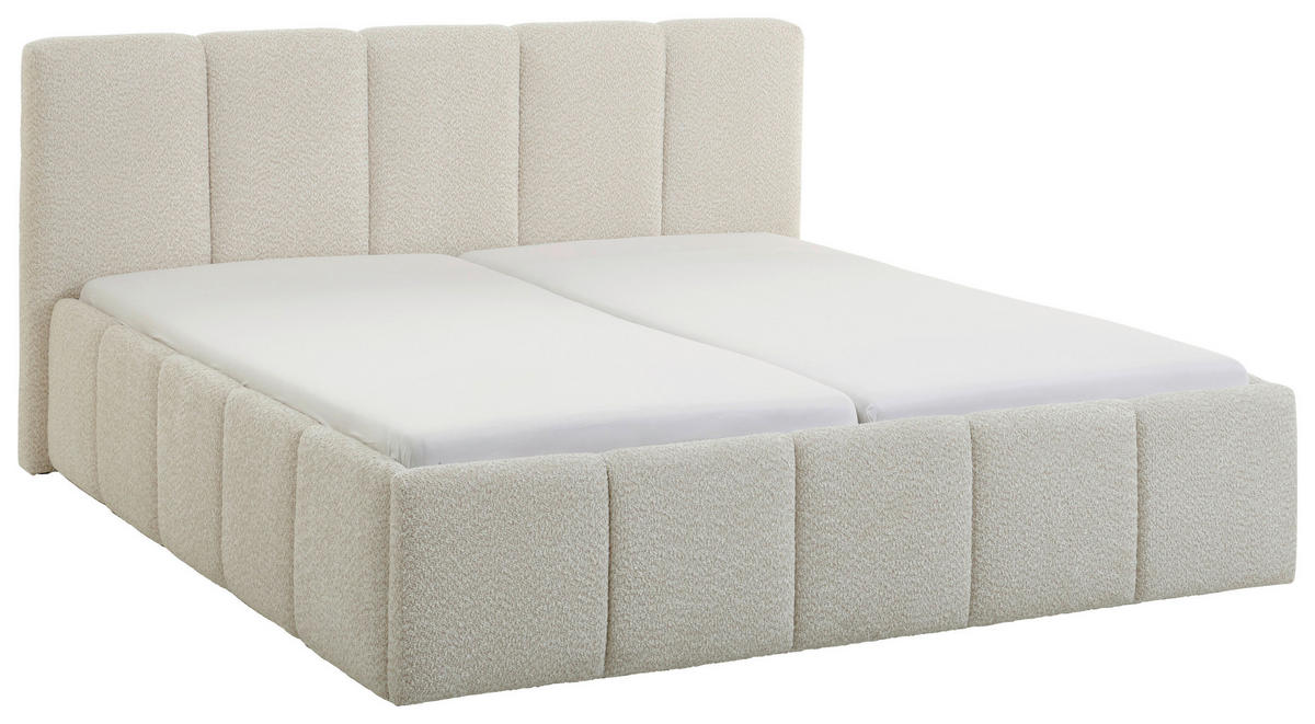 POLSTERBETT 180/200 cm,  in Creme,  - Creme/Schwarz, Design, Holz/Textil (180/200cm) - Xora