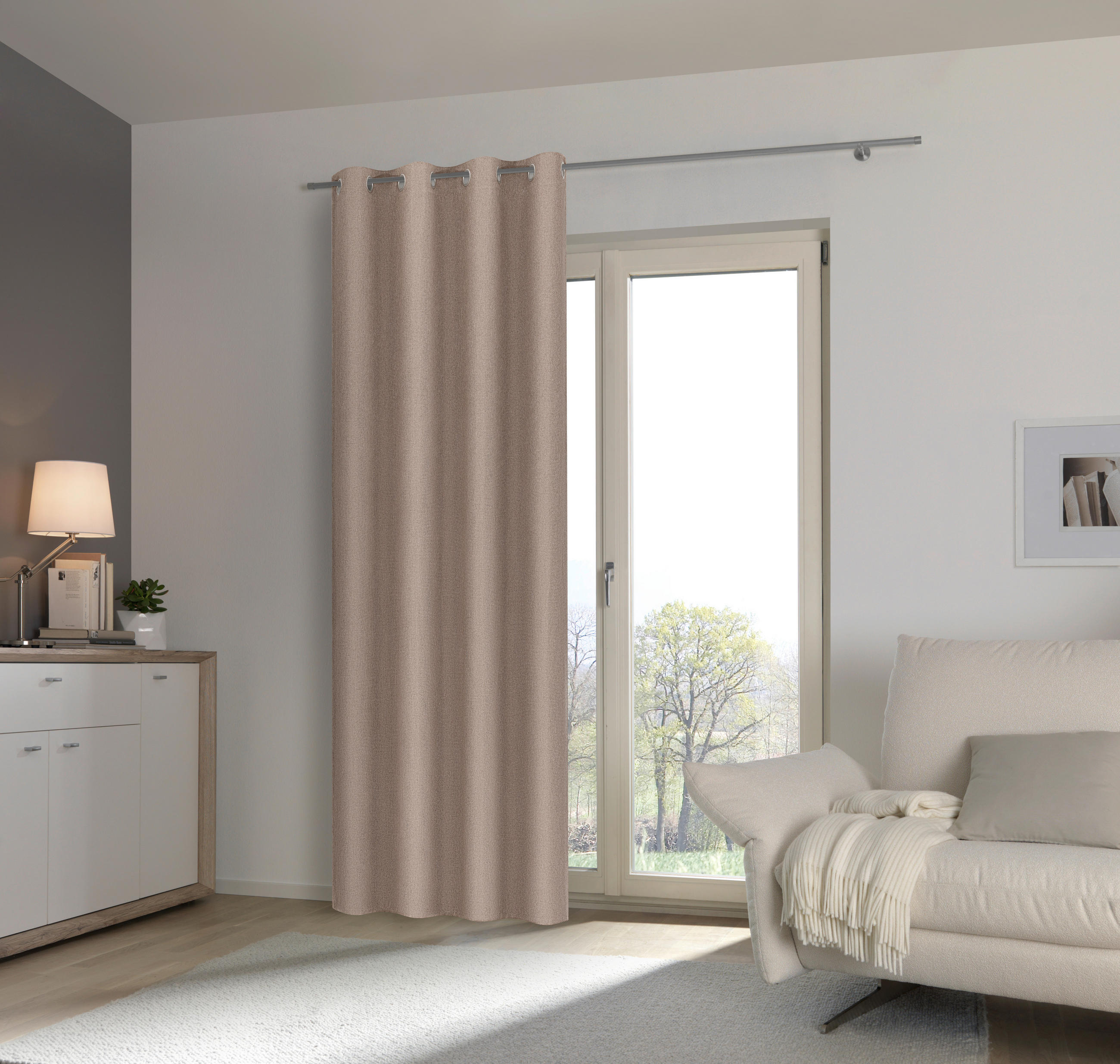ÖSENSCHAL MINOS blickdicht 130/245 cm   - Taupe, Basics, Textil (130/245cm) - Esposa