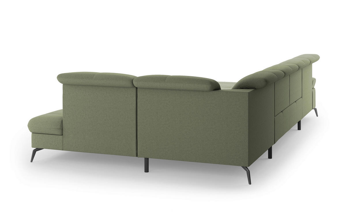 WOHNLANDSCHAFT in Flachgewebe Olivgrün  - Schwarz/Olivgrün, KONVENTIONELL, Textil/Metall (185/357/231cm) - Sit & More