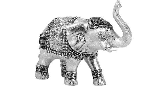 DEKOELEFANT - Silberfarben/Weiß, Basics, Kunststoff (15/6,5/12,5cm) - Ambia Home