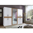 DREHTÜRENSCHRANK  in Weiß, Plankeneiche  - Plankeneiche/Schwarz, KONVENTIONELL, Glas/Holzwerkstoff (270/208/58cm) - Carryhome