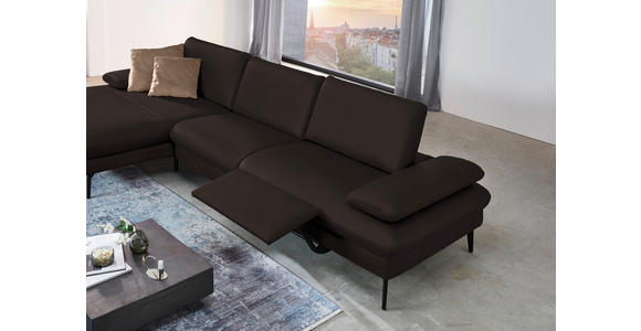 ECKSOFA in Echtleder Dunkelbraun  - Dunkelbraun/Schwarz, Design, Leder/Metall (157/325cm) - Dieter Knoll