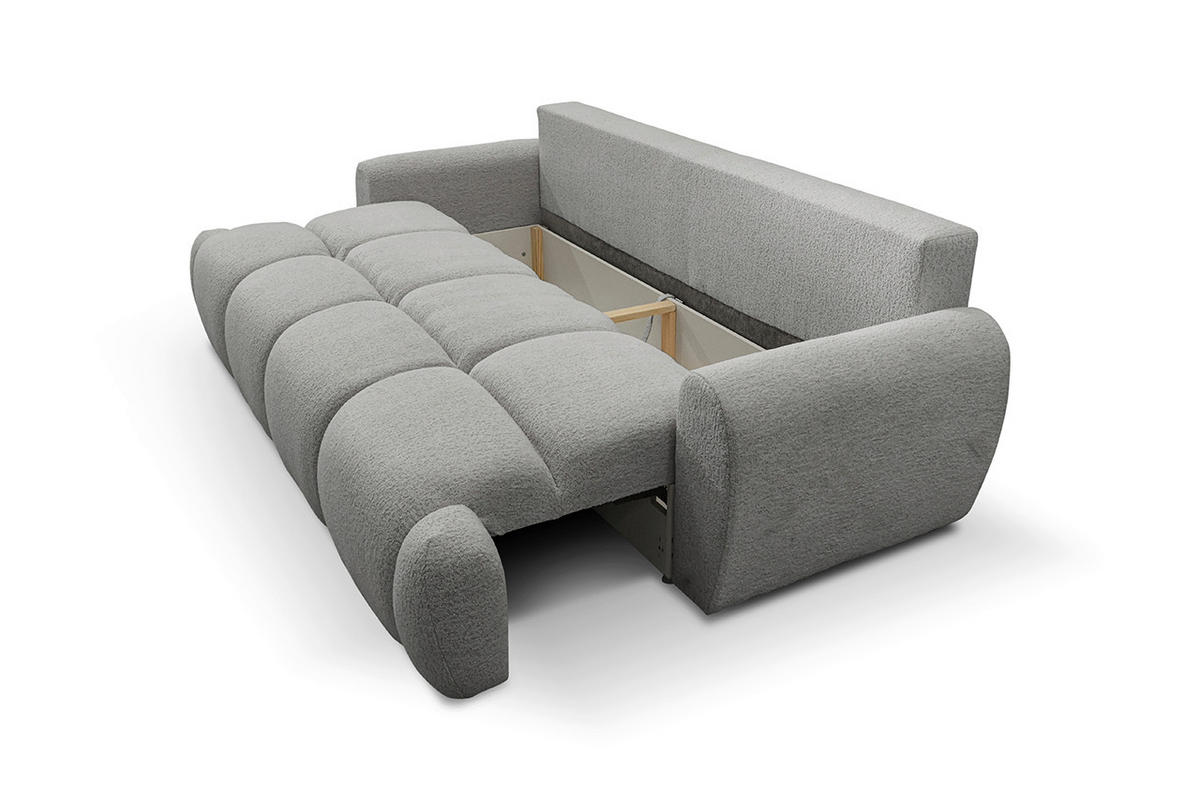 SCHLAFSOFA ALBA in Struktur Hellgrau  - Hellgrau/Schwarz, Design, Holz/Holzwerkstoff (242/93/104cm) - MID.YOU