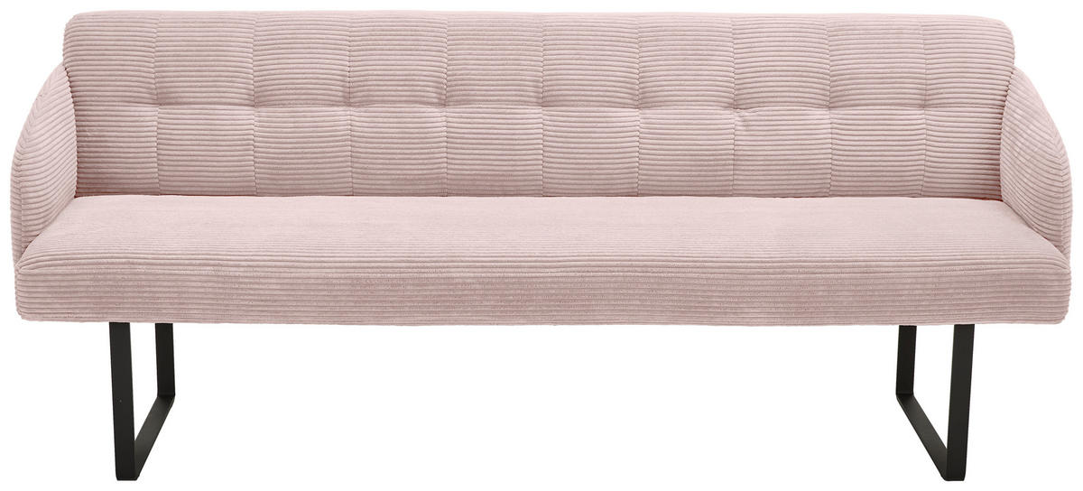SITZBANK 217/85/69 cm Cord Hellrosa Metall  - Hellrosa/Schwarz, Design, Textil/Metall (217/85/69cm) - Musterring