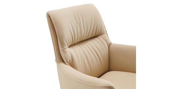 ARMLEHNSTUHL  Sitzfläche 360° drehbar, Wippfunktion, automatische Rückholfunktion  Echtleder  Beige  - Beige/Schwarz, Design, Leder/Metall (65/89/64cm) - Novel