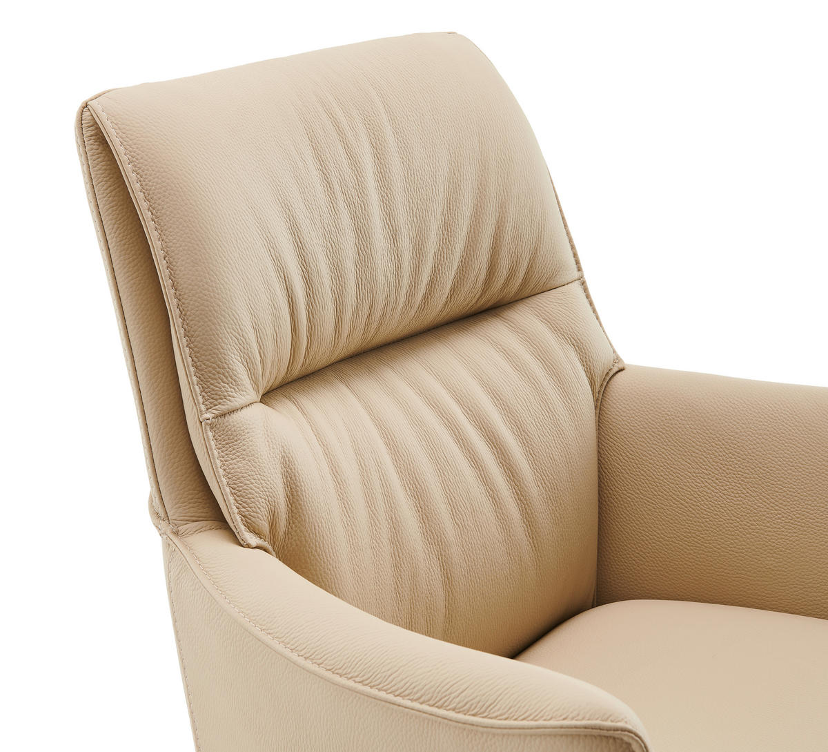 ARMLEHNSTUHL  Sitzfläche 360° drehbar, Wippfunktion, automatische Rückholfunktion  Echtleder  Beige  - Beige/Schwarz, Design, Leder/Metall (65/89/64cm) - Novel