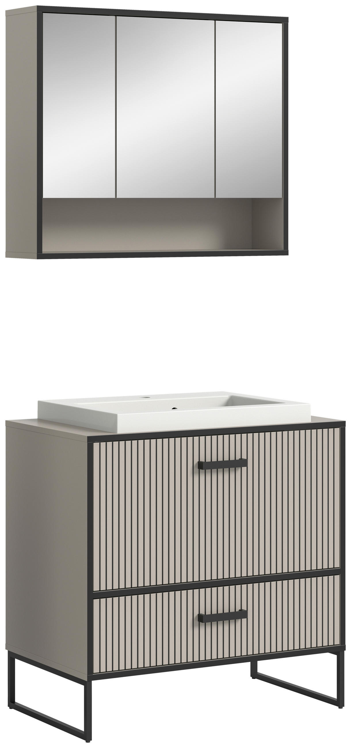 BADEZIMMER 2-teilig  in 80 cm  - Schwarz, MODERN, Holzwerkstoff/Metall (80cm) - MID.YOU