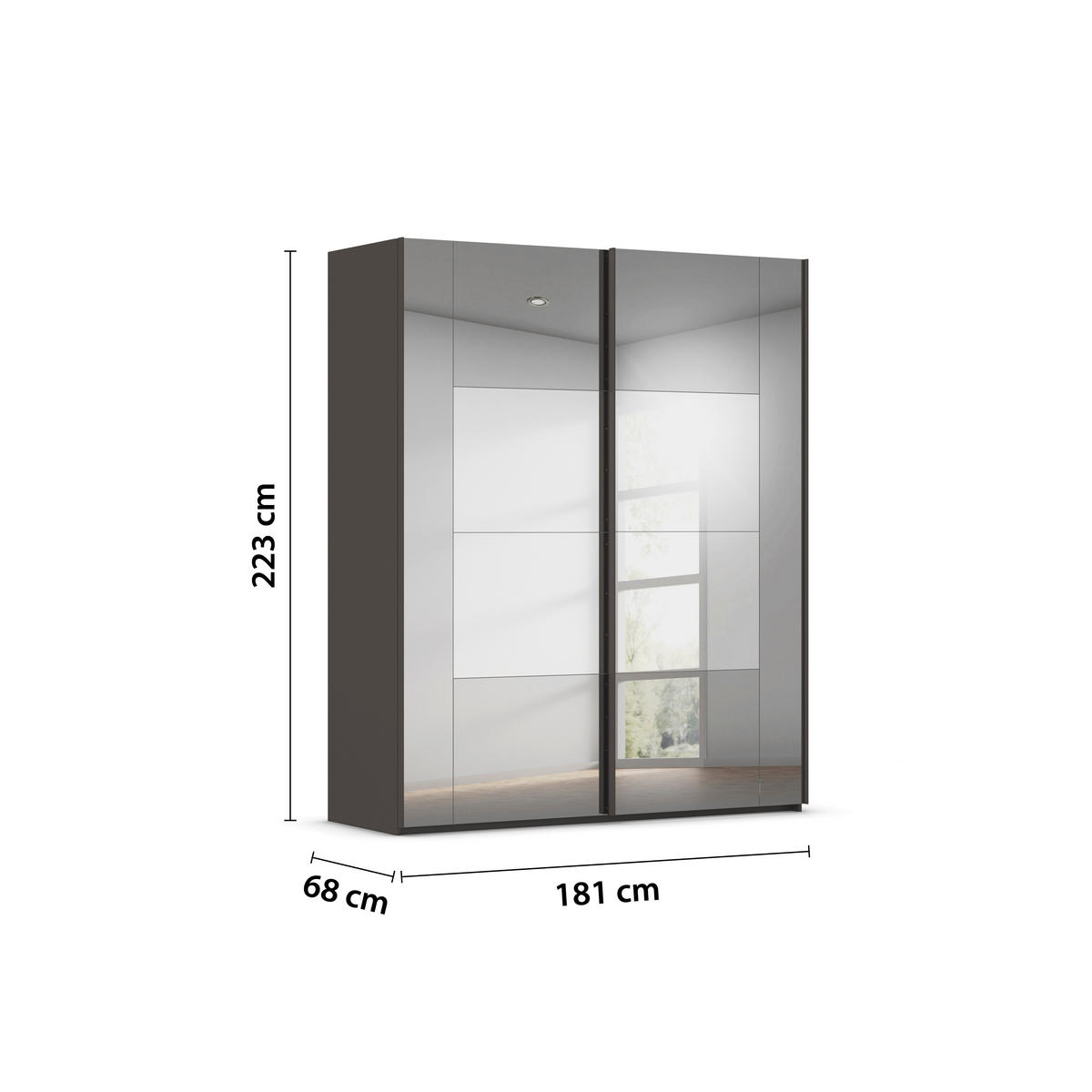 SCHWEBETÜRENSCHRANK in Graphitfarben  - Graphitfarben, Design, Glas/Holzwerkstoff (181/223/68cm) - Xora