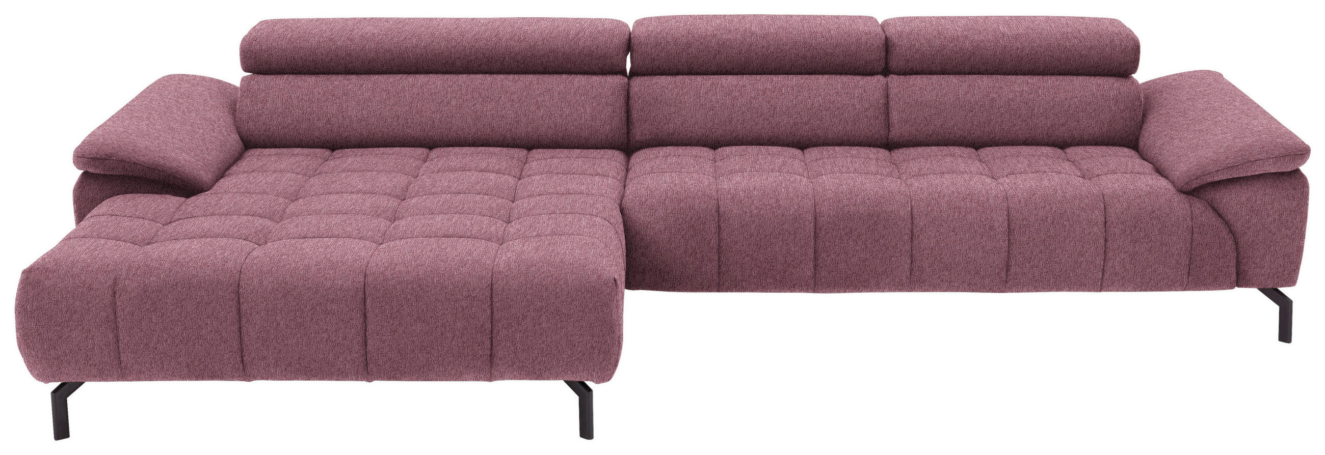ECKSOFA in Webstoff Rot  - Rot/Schwarz, Design, Textil/Metall (190/329cm) - Beldomo Style