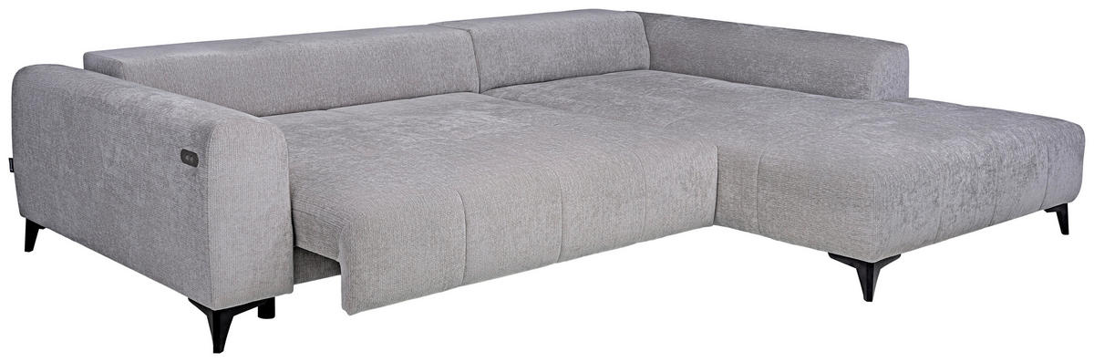 HÖRNSOFFA i chenille ljusgrå  - ljusgrå/svart, Klassisk, textil/plast (279/222cm) - MID.YOU