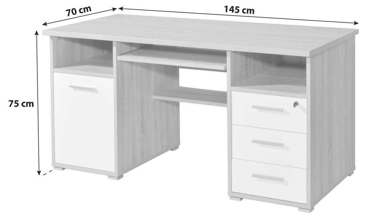 SCHREIBTISCH 145/70/75 cm  in Anthrazit  - Anthrazit/Alufarben, Design, Holzwerkstoff/Metall (145/70/75cm) - Germania