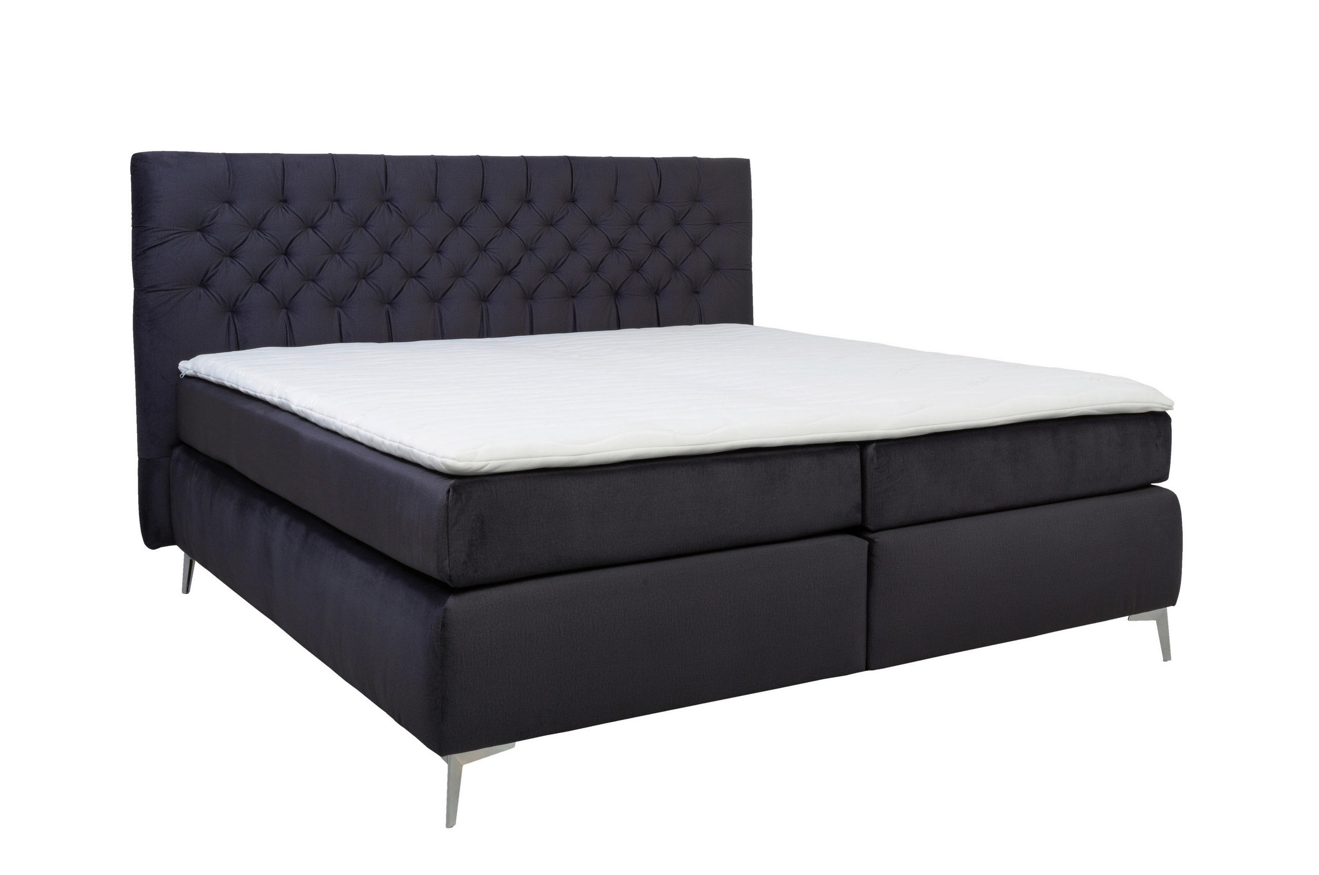 Pat boxspring 160x200 cm in negru - negru, Design, textil (180/122/210cm) - Esposa