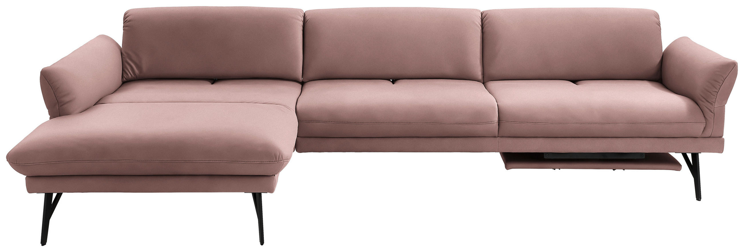 ECKSOFA in Echtleder Beere 173/308 cm - Beere/Anthrazit, Design, Leder/Metall (173/308cm) - Joop!