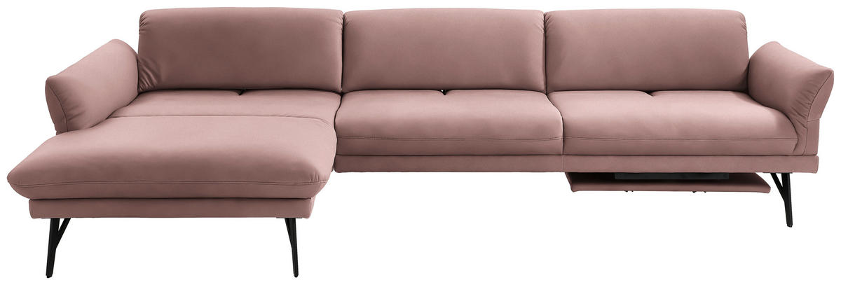 ECKSOFA in Echtleder Beere  - Beere/Anthrazit, Design, Leder/Metall (173/308cm) - Joop!
