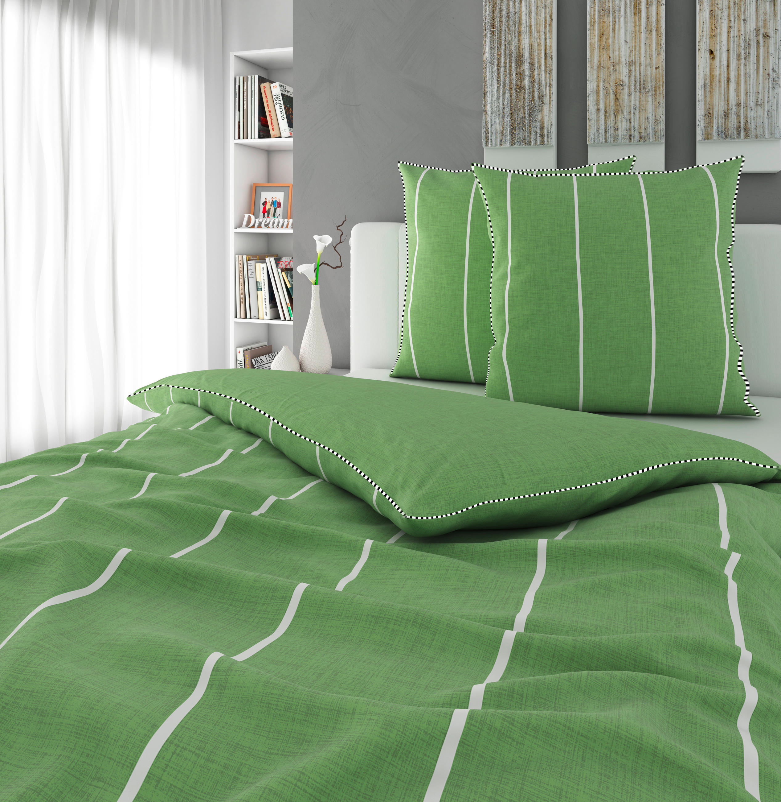 WENDEBETTWÄSCHE Crest Renforcé 200/200 cm  - Grün, Textil (200/200cm) - Novel