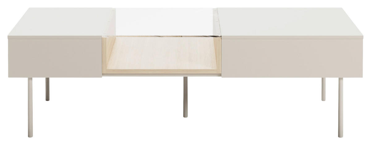 COUCHTISCH 132/61/39 cm  in Glas, Holzwerkstoff  - Kaschmir/Eichefarben, MODERN, Glas/Holzwerkstoff (132/61/39cm) - Carryhome