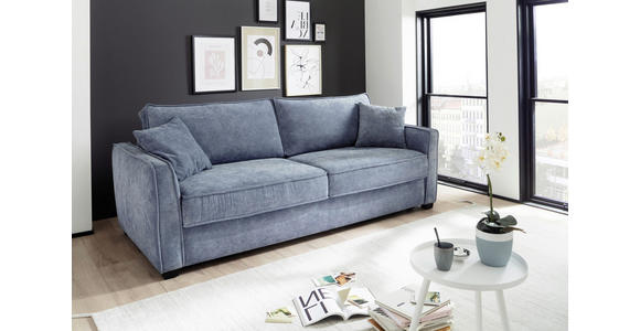 BOXSPRINGSOFA in Webstoff Blau, Grau  - Blau/Schwarz, Design, Holz/Textil (242/75/110cm) - Novel