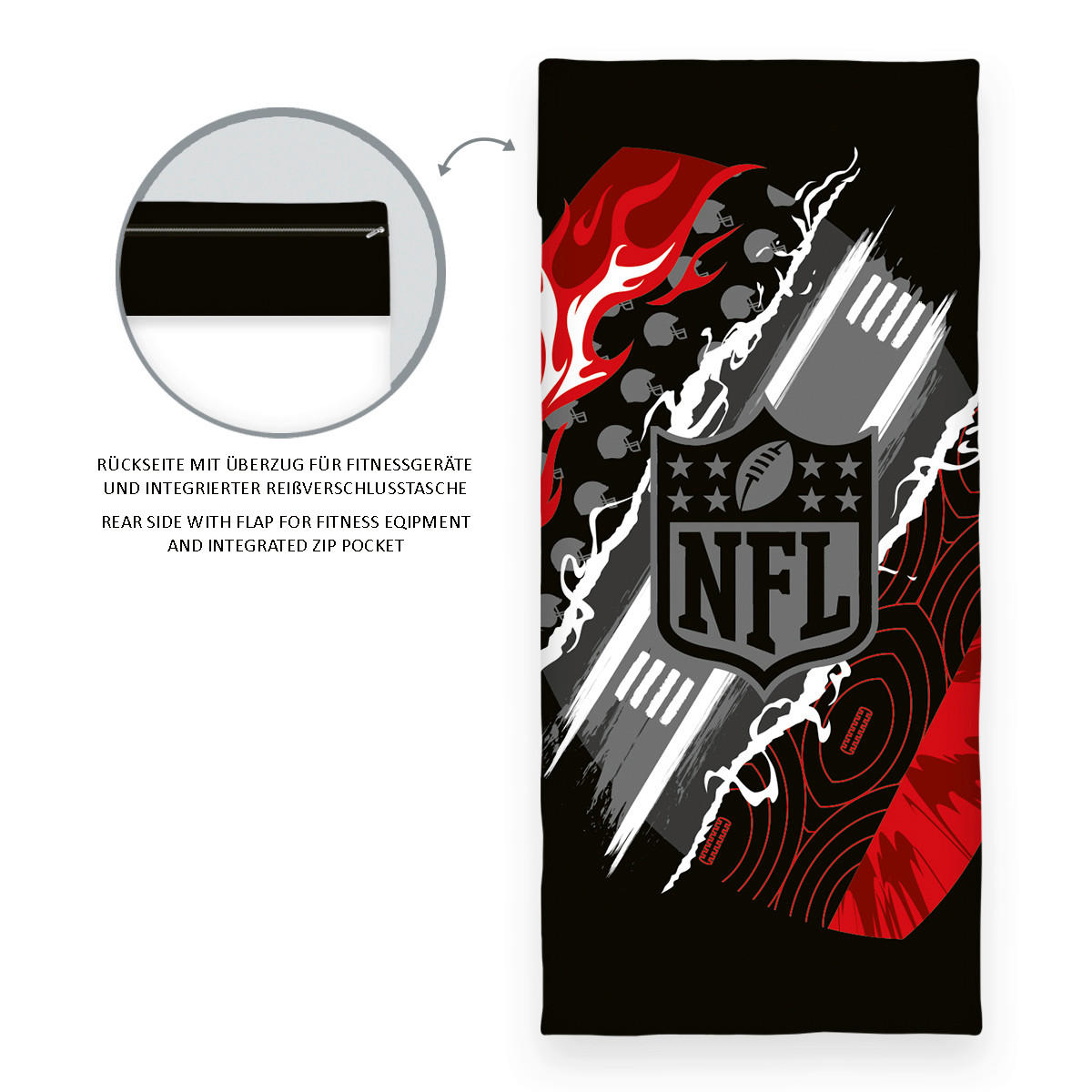 SPORTHANDTUCH NFL Grau, Multicolor, Rot, Schwarz, Weiß  - Rot/Multicolor, Basics, Textil (50/110 + 15cm) - Herding