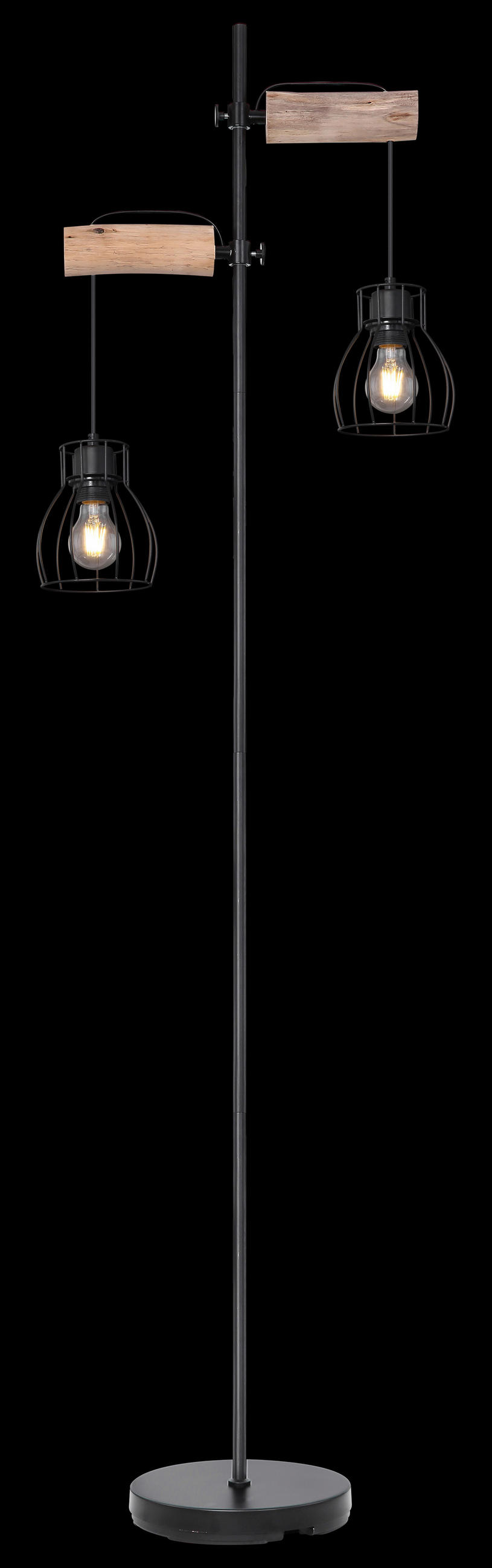 STEHLEUCHTE - Schwarz/Naturfarben, Basics, Holz/Metall (47/25/168cm) - Globo